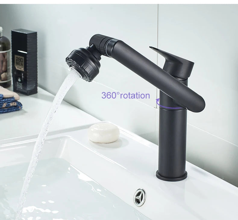 ELLEN Multifunction Bathroom Sink Faucet Hot Cold Water Mixer Crane Antique Bronze Deck Mounted Universal Water Taps EL13266