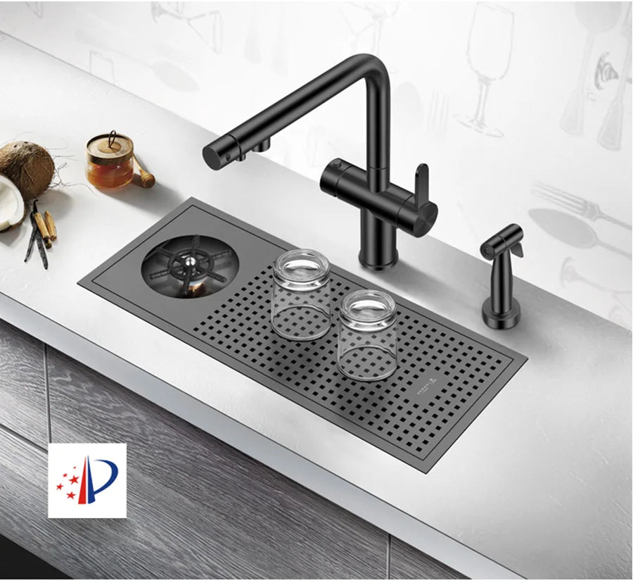 Bar Counter kitchen Nanometer Cup Rinser 304 Stainless Steel Handmade Brushed Cup Washer For Milk Tea Cafe Fast Food Shop