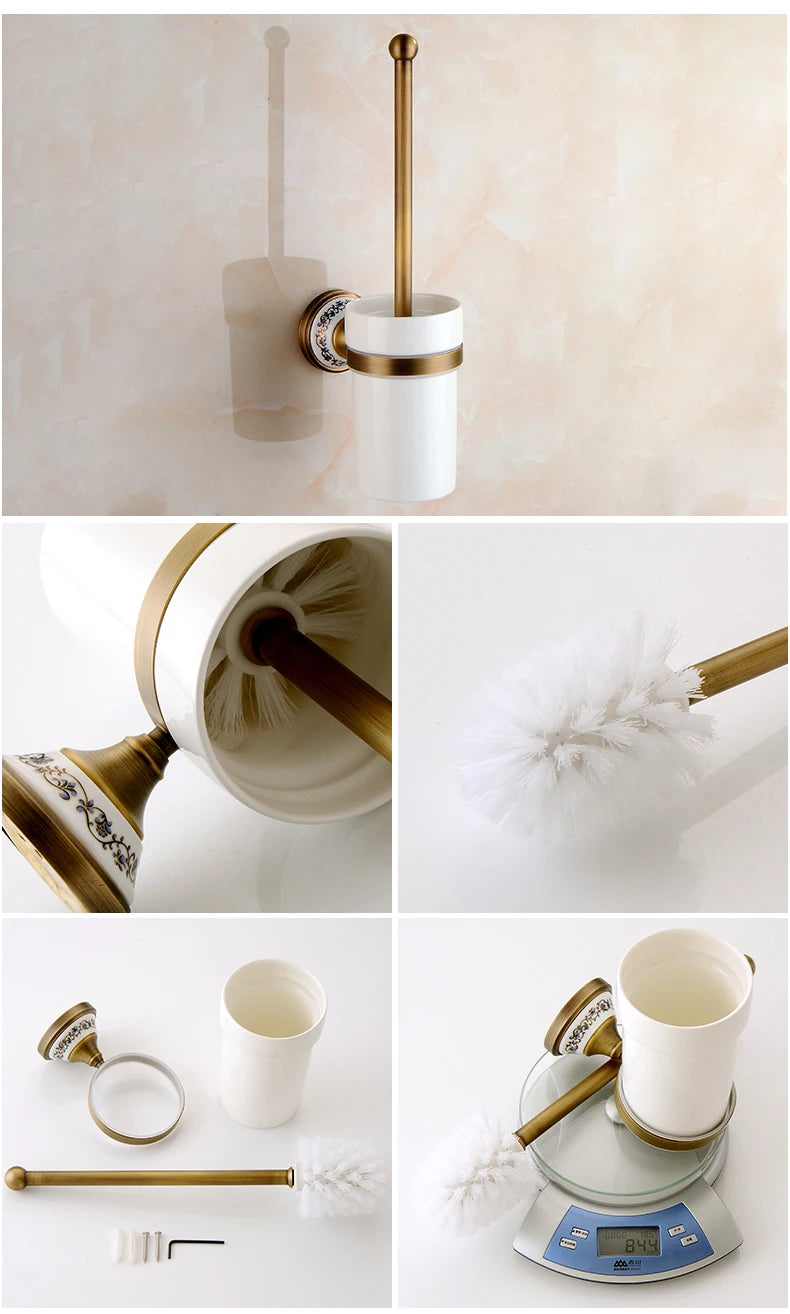 Antique Bronze Bathroom Accessories Sets Towel Shelf Towel Holder Toilet Paper Holder Rove Hook Ceramic Bathroom Products EL3100