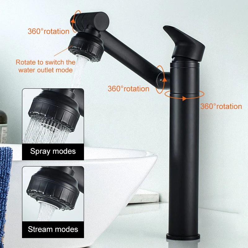 ELLEN Multifunction Bathroom Sink Faucet Hot Cold Water Mixer Crane Antique Bronze Deck Mounted Universal Water Taps EL13266