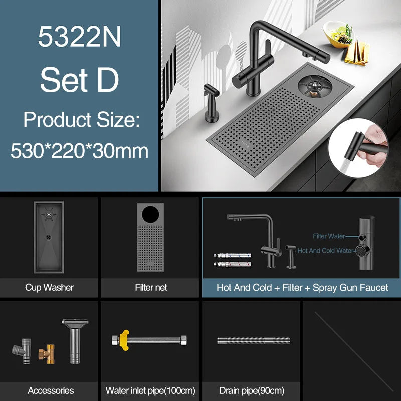 Bar Counter kitchen Nanometer Cup Rinser 304 Stainless Steel Handmade Brushed Cup Washer For Milk Tea Cafe Fast Food Shop