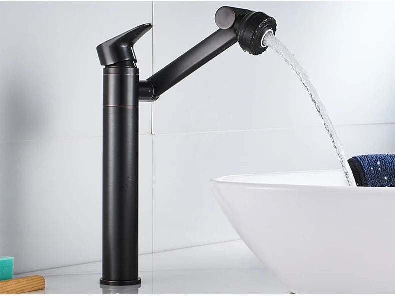 ELLEN Multifunction Bathroom Sink Faucet Hot Cold Water Mixer Crane Antique Bronze Deck Mounted Universal Water Taps EL13266