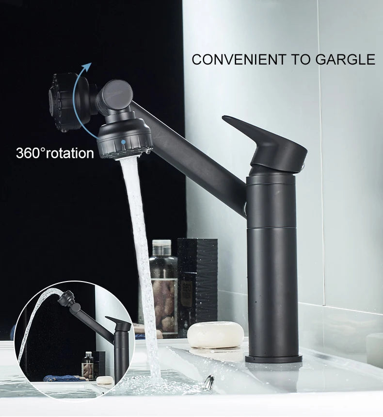 ELLEN Multifunction Bathroom Sink Faucet Hot Cold Water Mixer Crane Antique Bronze Deck Mounted Universal Water Taps EL13266