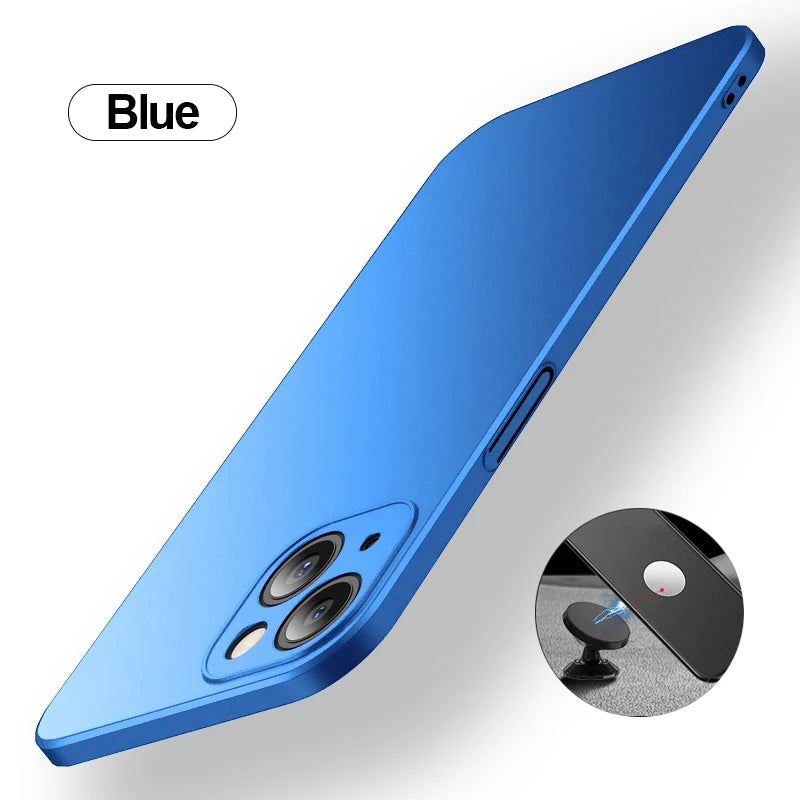 Invisible Magnetic Car Case For iPhone 13 14 15 11 12 Pro Max Ultra Thin Hard Plastic Protection Cover For iPhone 13 15 Pro Max