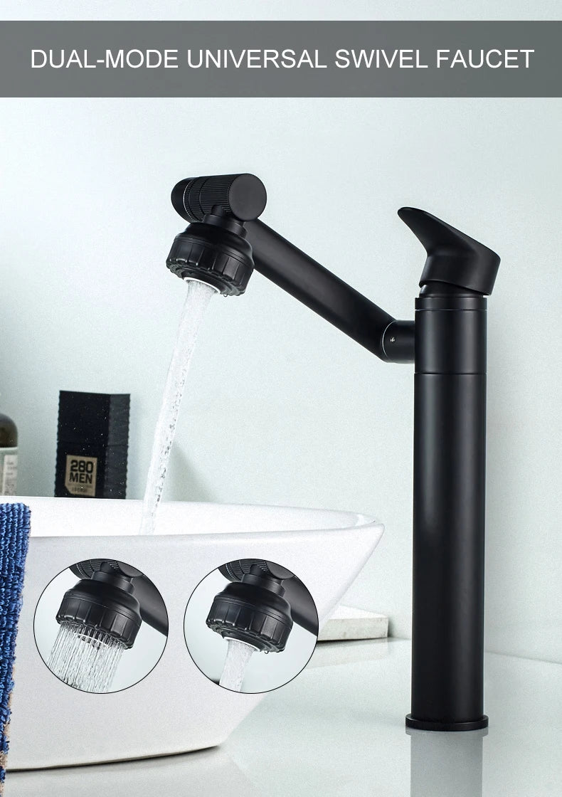 ELLEN Multifunction Bathroom Sink Faucet Hot Cold Water Mixer Crane Antique Bronze Deck Mounted Universal Water Taps EL13266