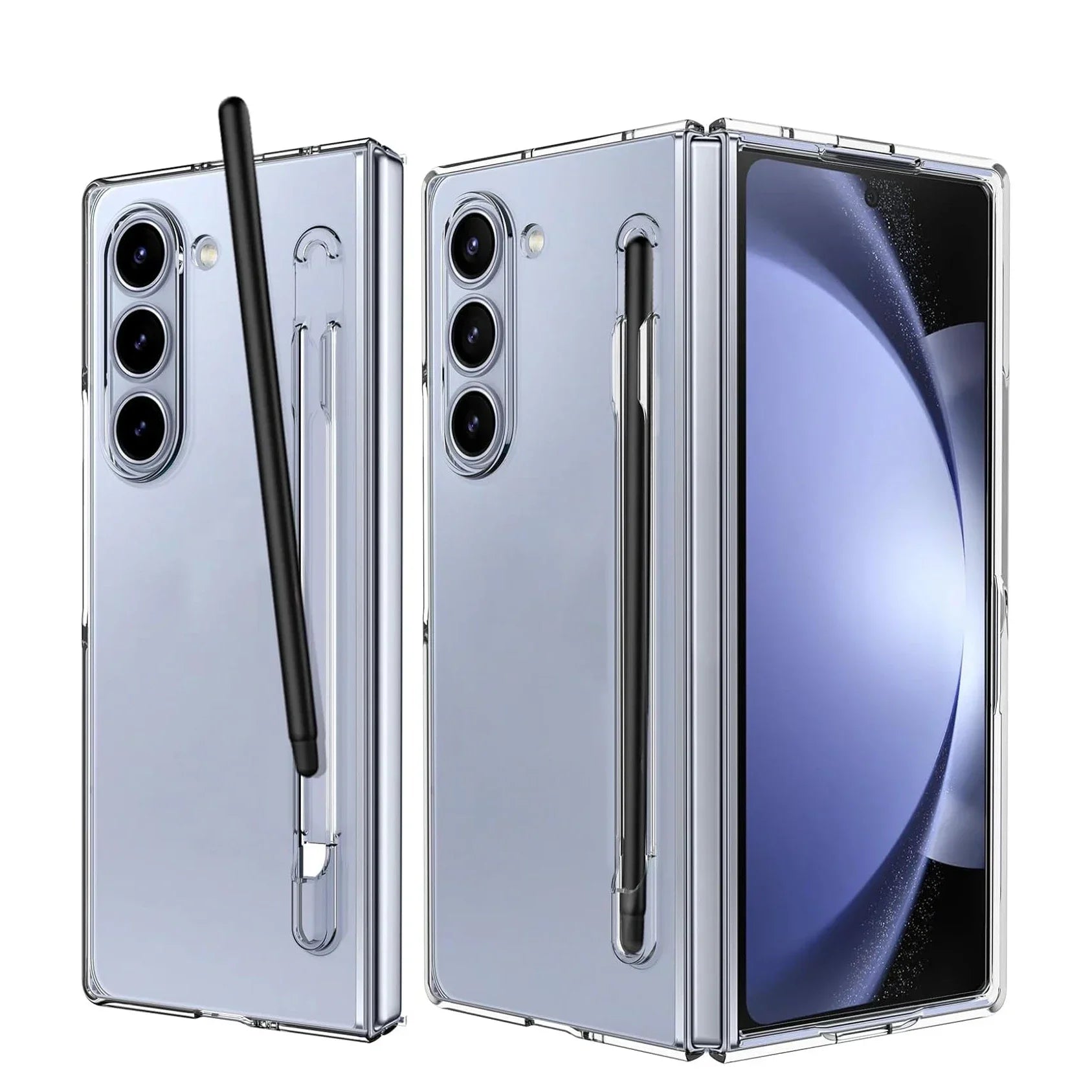 Luxury Skin Feeling PC Case for Samsung Galaxy Z Fold 6 5 Phone Case With S Pen Holder and Pen Stylus Storage Slot ZFold 6 Cover