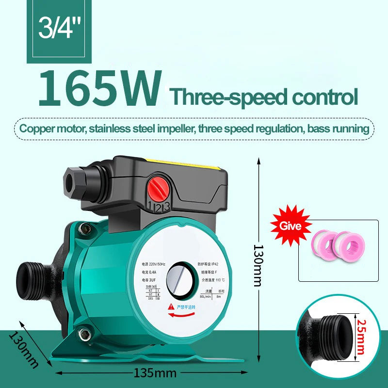 220v 165w Bass Circulating Pump Floor Heating Pipe Ultra-quiet Pipe Pump Fully Automatic Shield Water Saving Pump