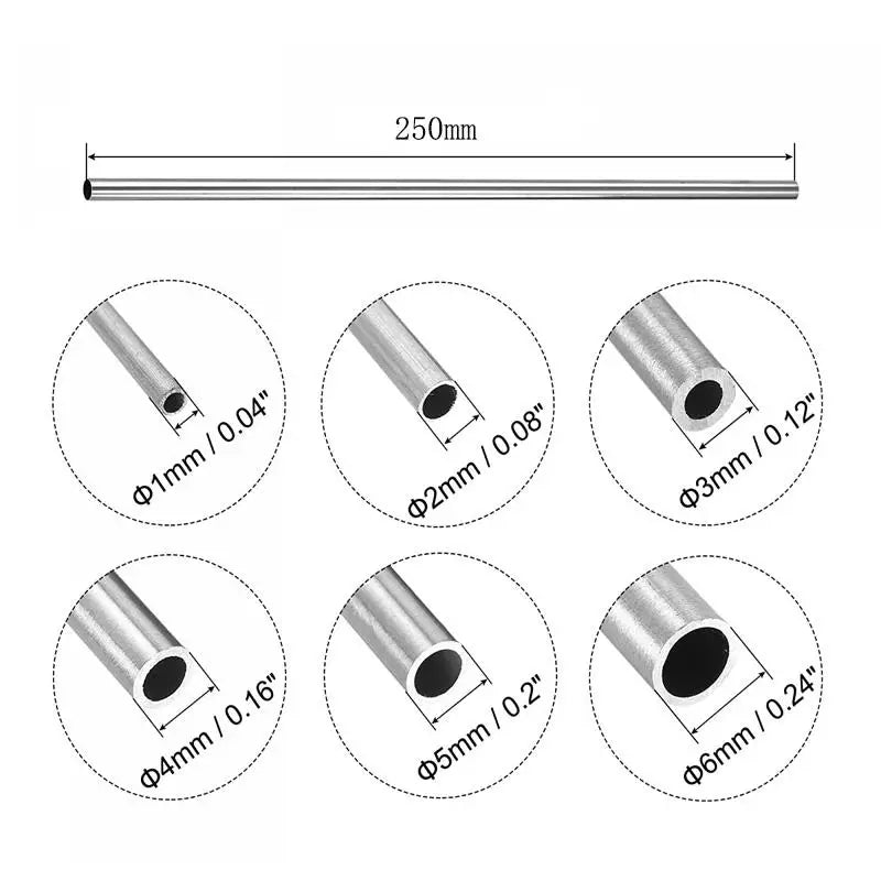 1-10pcs 250/500mm capillary 304 stainless steel round capillary 1-12mm seamless straight tube round capillary tube length