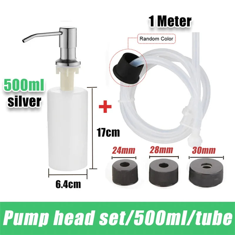 Sink Liquid Soap Dispenser Pump Stainless Steel 500ML Liquid Soap Bottle Sink Mount Hand Pressure Soap Dispenser Bottle Kitch