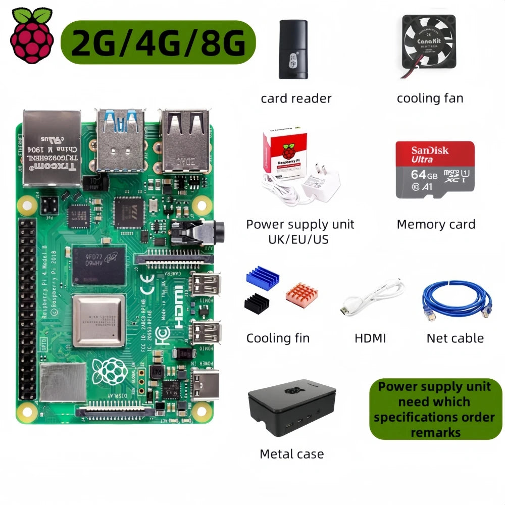 Raspberry Pi 4 Model B 4B RAM 1GB 2GB 4GB 8GB Core 1.5Ghz 4K High Resolution Dual Displays Bluetooth 5.0 New original stock