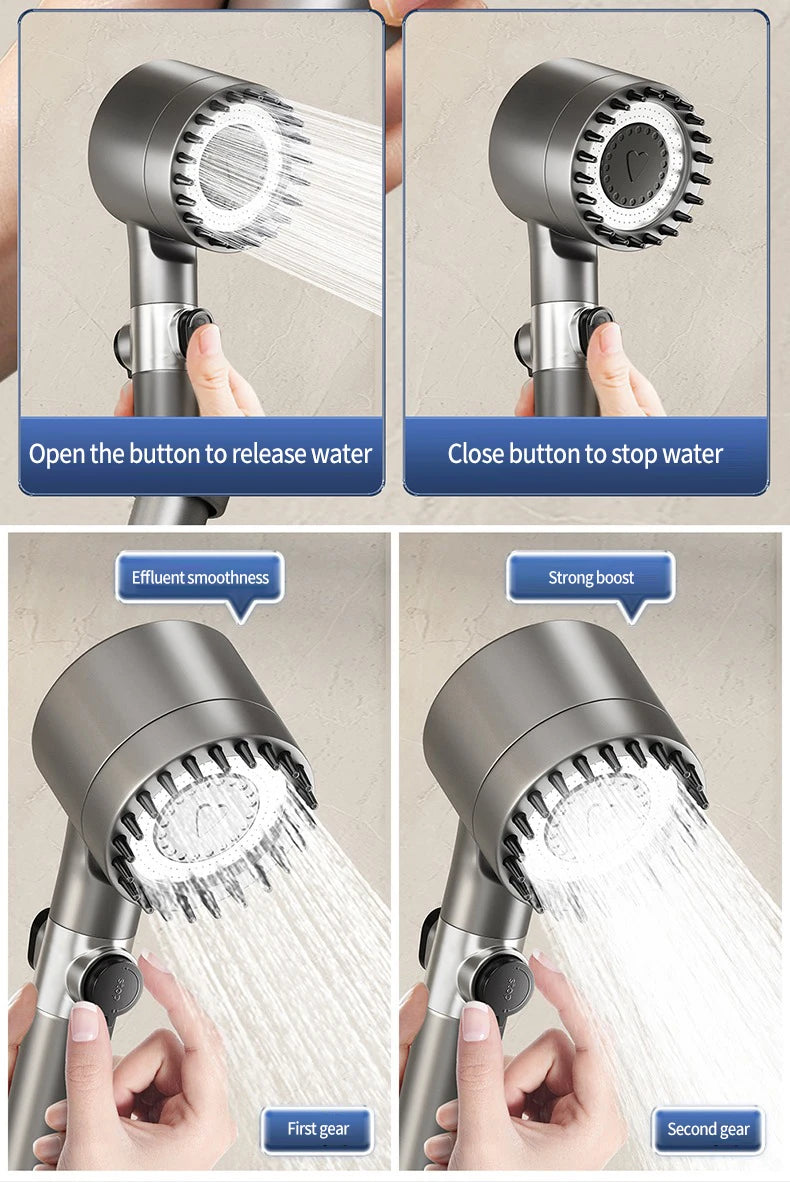 High Pressure Shower Head 6-in-1 Multifunctional Shower 3 Modes Portable Shower Artichokes with Filter Bathroom Accessories