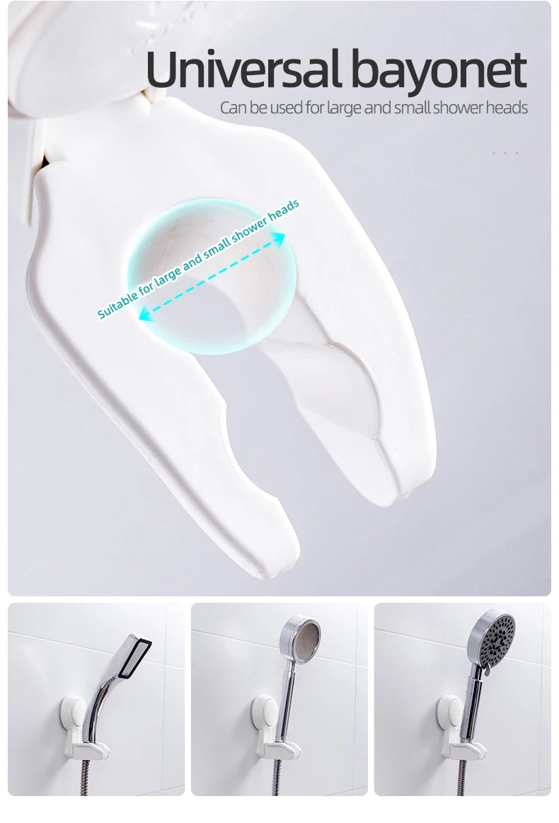 TAILI Suction Cup Shower Head Holder Adjustable Wall Mount Shower Head Bathroom Removable Storage Shelf Rack without Drilling