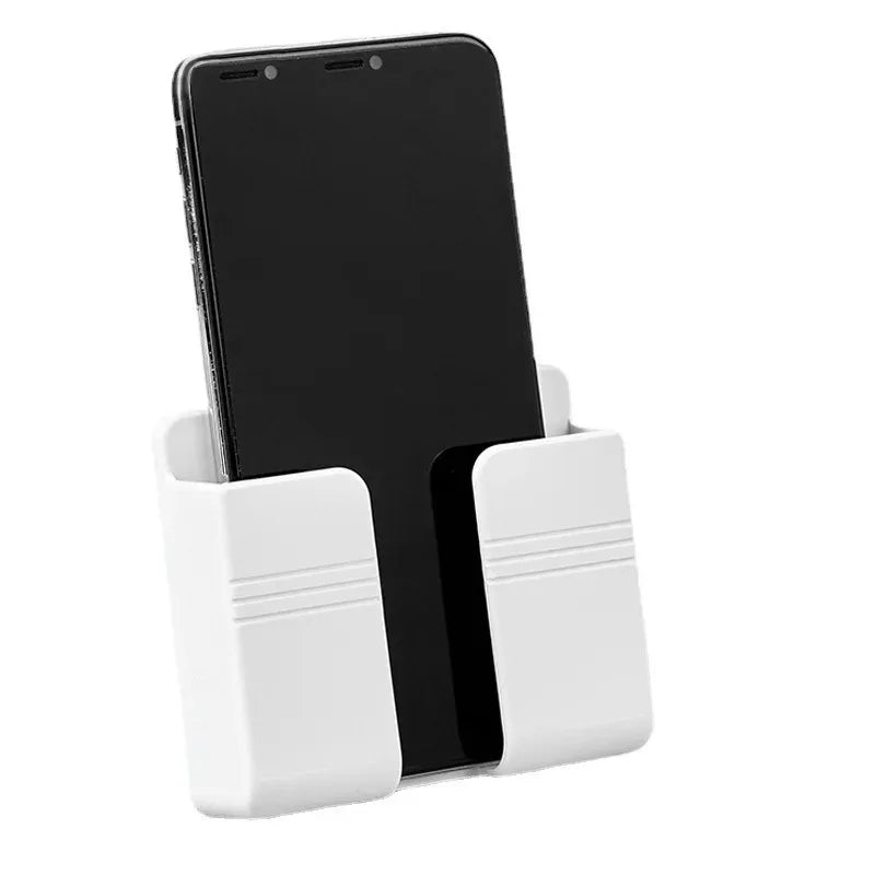 Non punching phone holder remote control storage box bedroom bedside phone charging multifunctional wall mounted storage rack