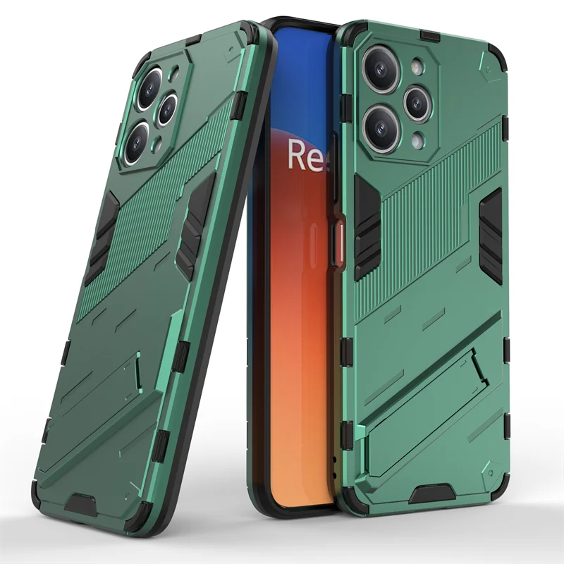 For Xiaomi Redmi 12 Case for Xiaomi Redmi 12 Cover Protective Punk Armor Capa Shell Kickstand Phone Cover for Xiaomi Redmi 12 4G