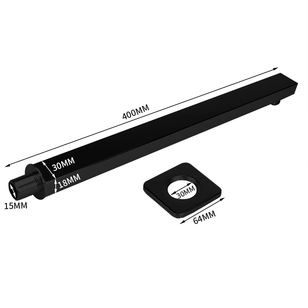 40cm Shower Extension Arm 304 Stainless Steel Wall Mounted Silver Polished Extra Arm Bathroom Bracket Bar For Rain Shower Head