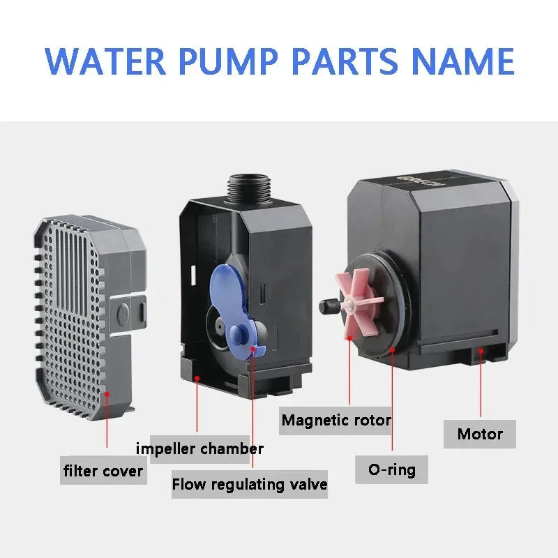 220V 7W 8W 500L/H 600L/H Aquarium Submersible Pump Fish Tank Pumping Circulating Water Pump Pool Filtration Fountain Rockery