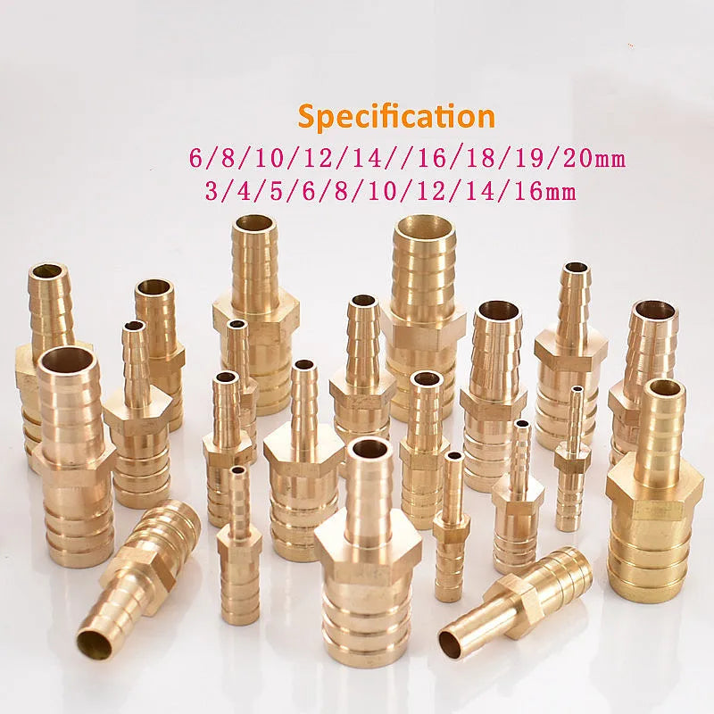1pcs Brass 2 Way Reducing Straight Hose Barb Barbed Pipe Fitting Reducer Copper Coupler Connector Adapter 4 19 6mm-3mm 8mm-10mm