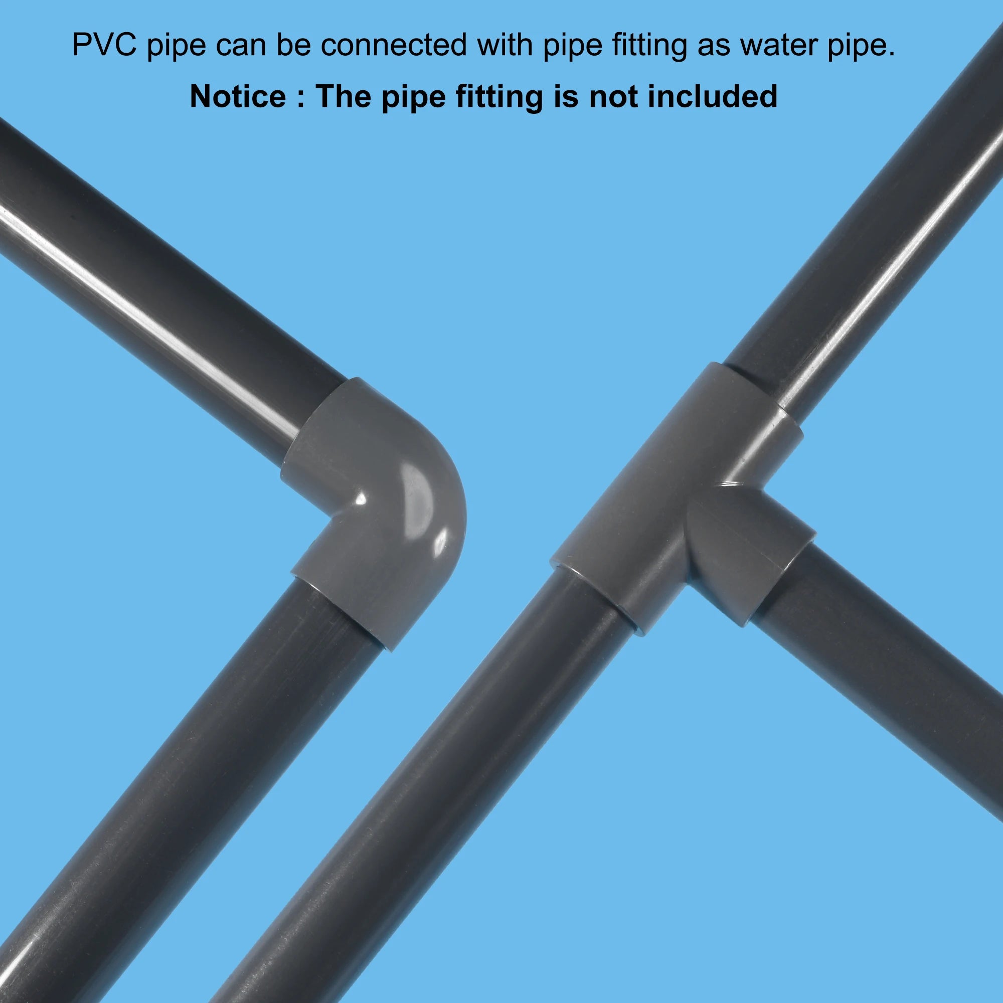 16-160mm OD PVC Pipe Light Grey PVC Rigid Round Tube High Impact for Water Pipe Cable Sleeve Garden Irrigation Watering Fittings