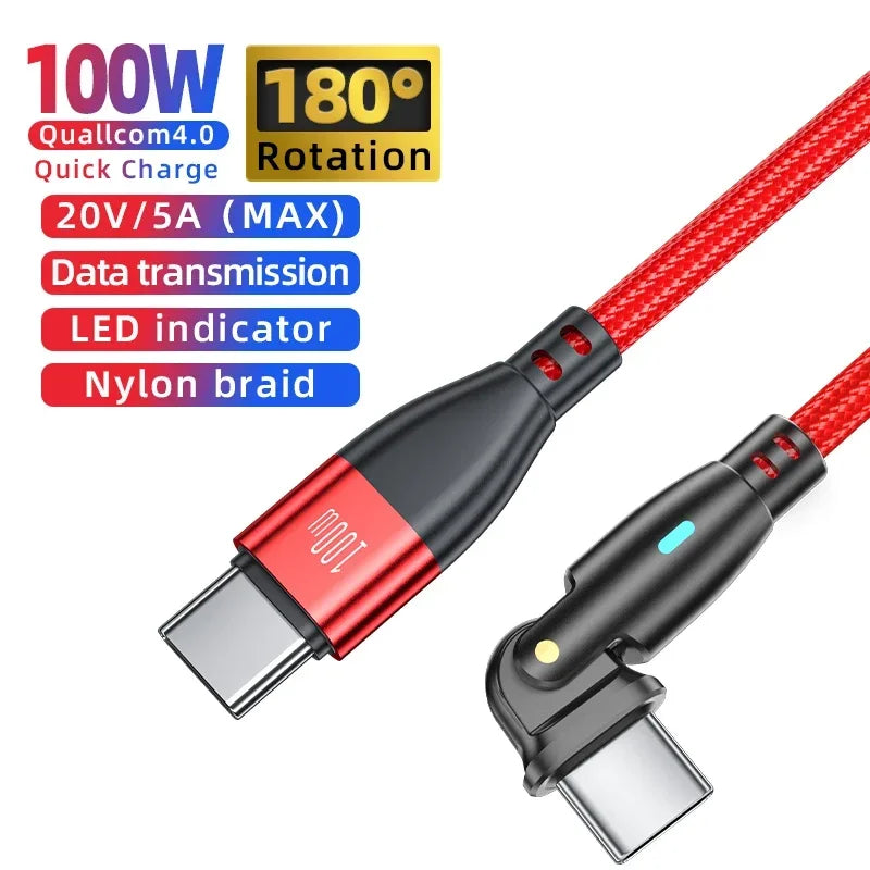 AUFU 5A USB Type C To USB C Cable For iPhone 15 Realme Samsung S23 100W PD Fast Charging Wire for Macbook PC Type-C USBC Cable
