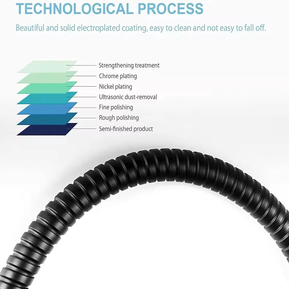 Shower Hose 1.5/2/3M Black/Silver Flexible Shower Hose Stainless Steel Long Bathroom Shower Pipe Extension Bathroom Accessories