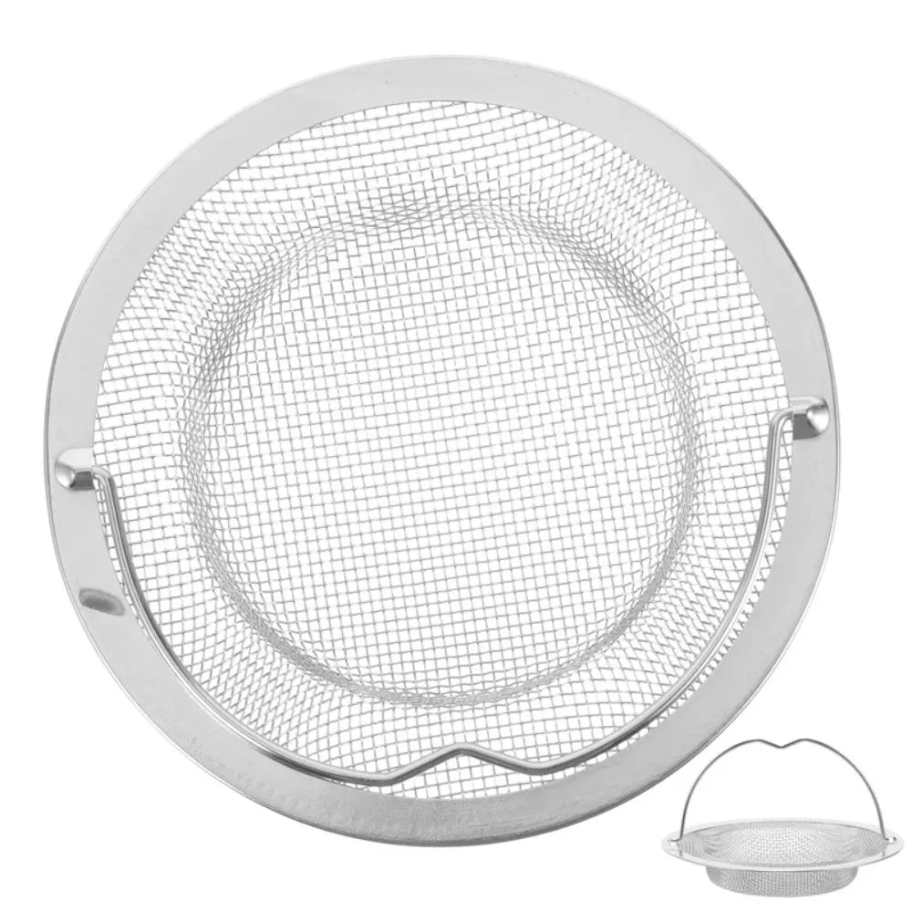 Anti-Blocking Gadgets Durable Sink Strainer Mesh Round Convenient Drain Stopper Filter with Handle Silver Hair Catcher Kitchen
