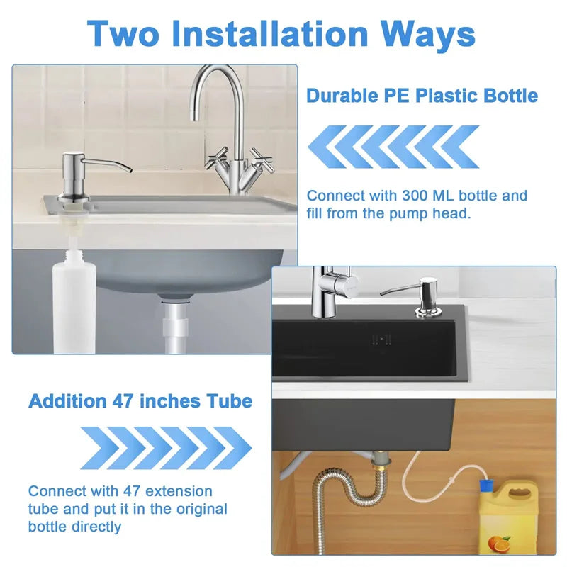 Sink Liquid Soap Dispenser Pump Stainless Steel 500ML Liquid Soap Bottle Sink Mount Hand Pressure Soap Dispenser Bottle Kitch