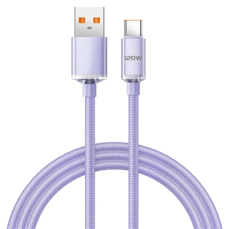 USB PD Cable Type C 120W Fast Charging Adapter Quick Charge 3.0 Data Cable For iPhone Samsung Xiaomi Huawei Mobile Phone Cable
