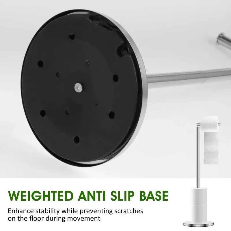 Bathroom Paper Towel Holder Stainless Steel Floor Standing Toilet Paper Holder Hole-less Bathroom Floor Standing Shelf