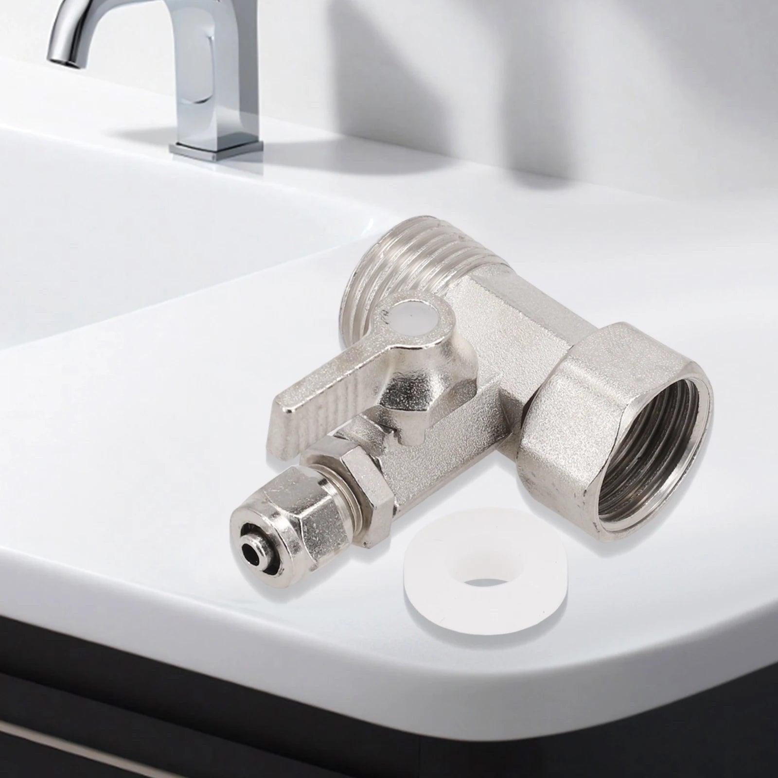 1pc Water Inlet Of Pure Water Machine RO Feed Water Adapter 1/2" To 1/4'' With Shut-off Ball Valve Tap TeeB Accessories
