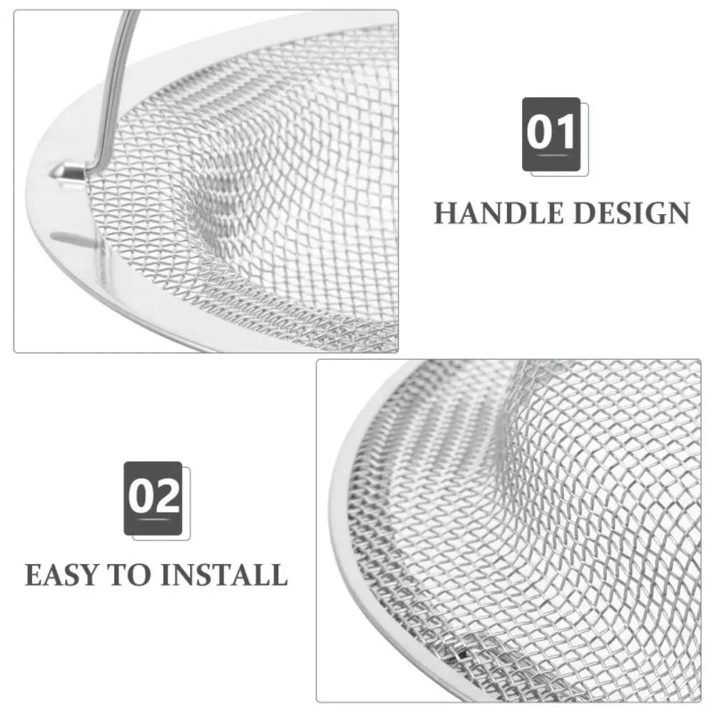 Anti-Blocking Gadgets Durable Sink Strainer Mesh Round Convenient Drain Stopper Filter with Handle Silver Hair Catcher Kitchen