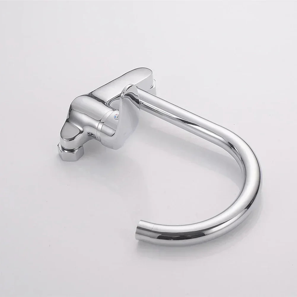 Kitchen Faucet Wall Mounted Cold Hot Water Faucet Rotating Sink Basin Mixer Tap Brass Chrome Single Handle Balcony Mop Pool Tap
