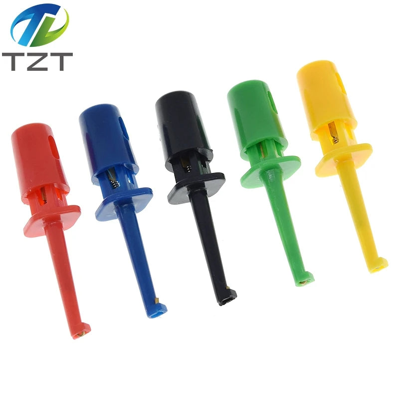 10Pcs Mini Single Test Hook Clip Test Probe for Electronic Testing Grabber Small Size Round Crocodile Clip Hook Test Clip
