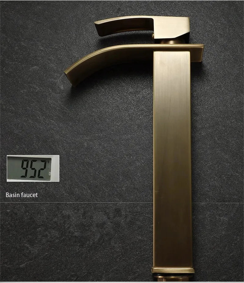 Bathroom Faucet Brass  Antique Bronze Basin Faucets  Hot & Cold Bathroom Sink Faucet Waterfall Lavotory Faucet  Mixer Water Tap