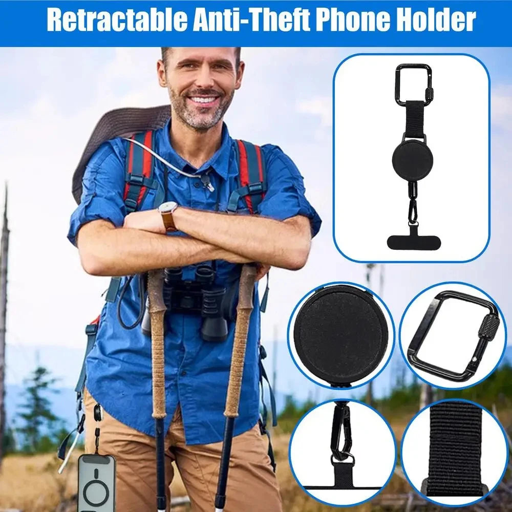 Retractable Anti-Theft Phone Holder Cellphone Lanyard Strap Smartphone Safety Tether with Belt Clip Cellphone Lanyard for Travel