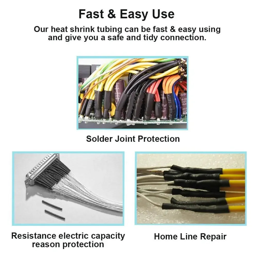 530/127pcs Heat shrink Tubing Thermoresistant Tube 2:1 Wrapping Kit Electrical Connection Wire Cable Insulation Sleeves