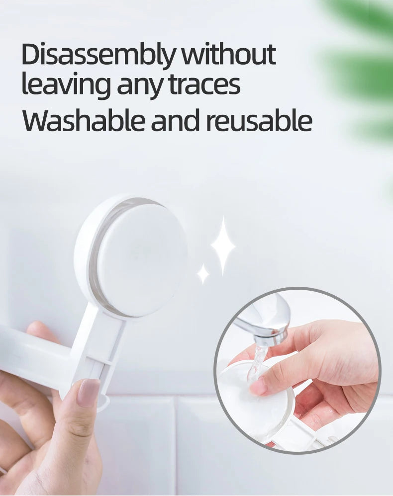 TAILI Suction Cup Shower Head Holder Adjustable Wall Mount Shower Head Bathroom Removable Storage Shelf Rack without Drilling