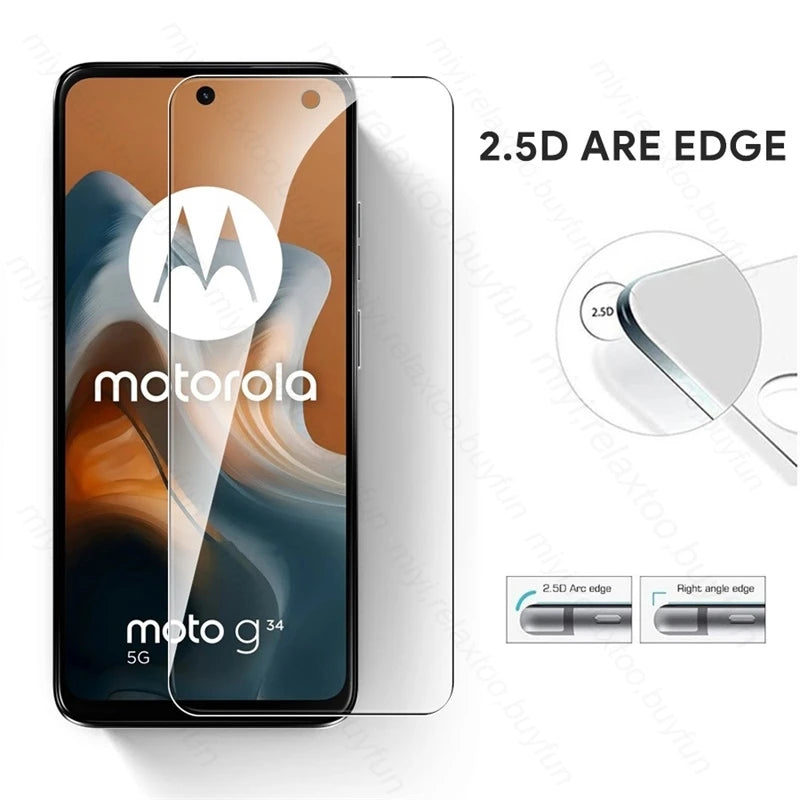 MotoG34 Case 6In1 Tempered Glass Screen Protector Cover For Motorola Moto G34 5G 2024 Camera Protect Glass G14 G04 s G24 G54 G84