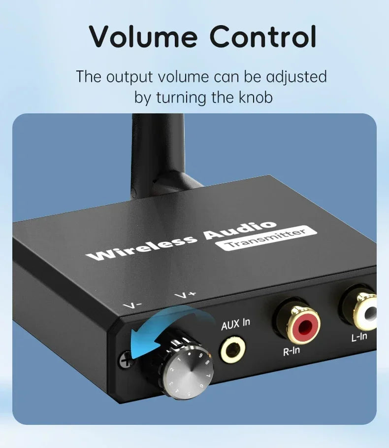 50M 2.4G Wireless Transmitter Receiver Digital to Audio Analog Converter with 3.5MM RCA Jack For Amplifier Speaker TV Box DVD PC
