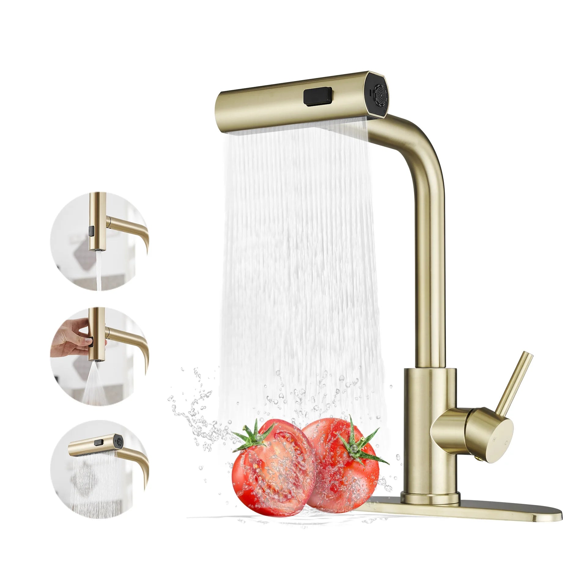Flying Rain Pull-Out Faucet For Hot and Cold Washing Vegetable Basin Sink Splash Proof Retractable Stainless Steel Kitchen Fauce