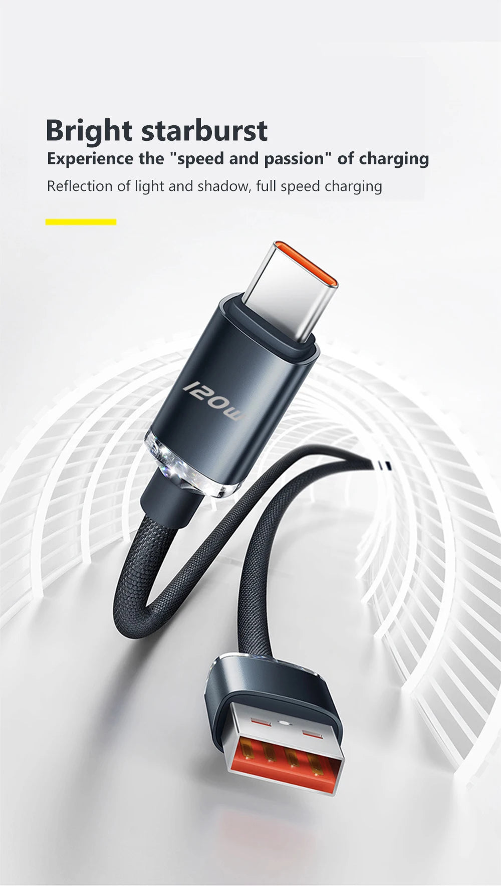 USB PD Cable Type C 120W Fast Charging Adapter Quick Charge 3.0 Data Cable For iPhone Samsung Xiaomi Huawei Mobile Phone Cable
