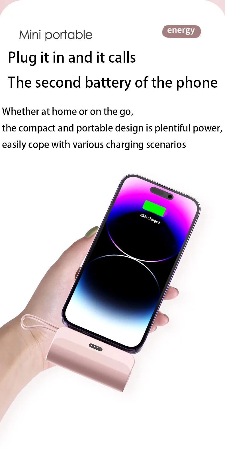 Mini 30000mAh Power Bank Capsule Large Capacity Portable Wireless Fast Charging External Battery For iPhone Type-c New