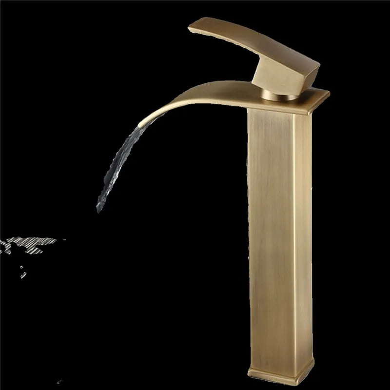 Bathroom Faucet Brass  Antique Bronze Basin Faucets  Hot & Cold Bathroom Sink Faucet Waterfall Lavotory Faucet  Mixer Water Tap