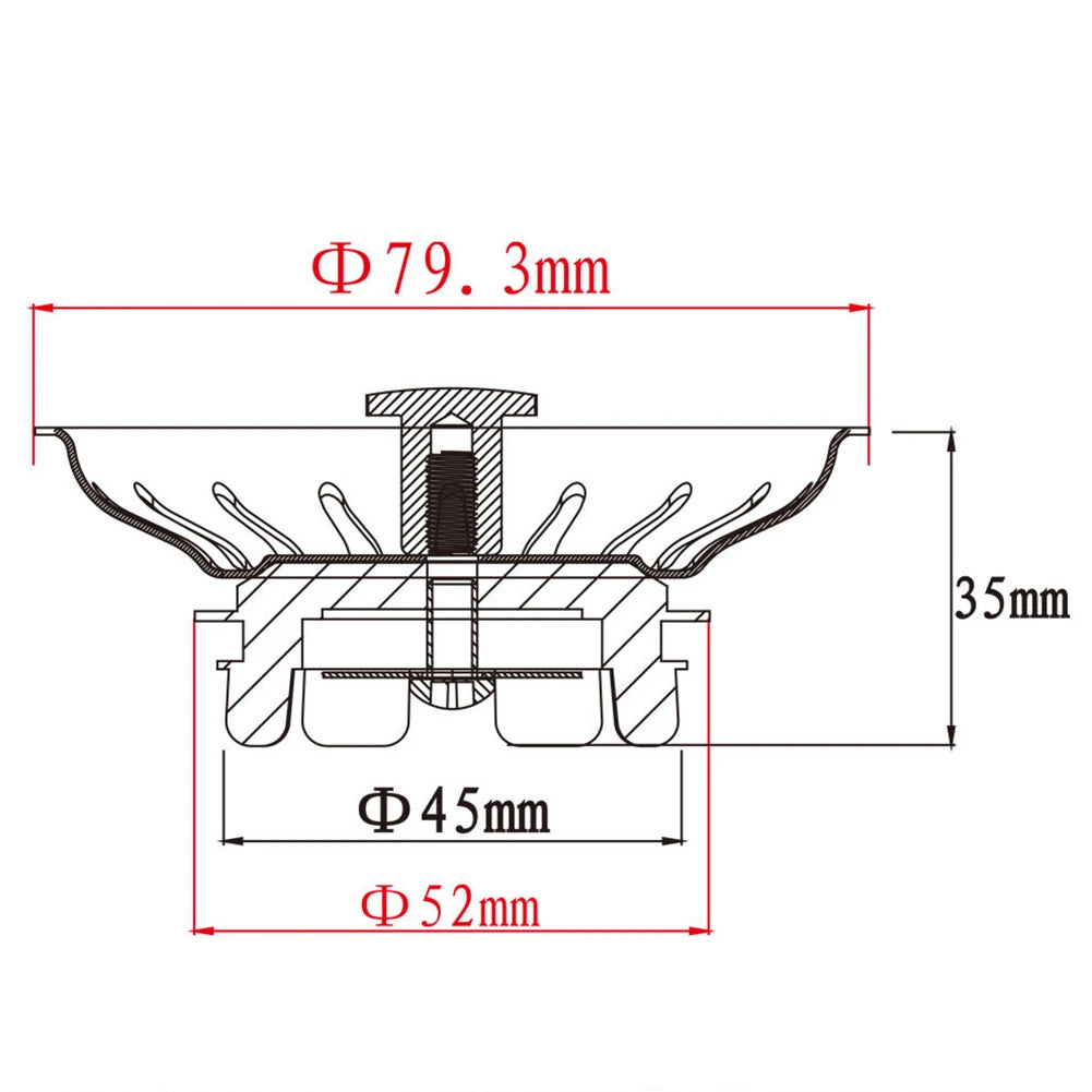 High-Quality Stainless Steel Kitchen Sink Strainer Stopper Waste Plug 79.3mm Kitchen Sewer Strainer Basin Drain Stopper Parts