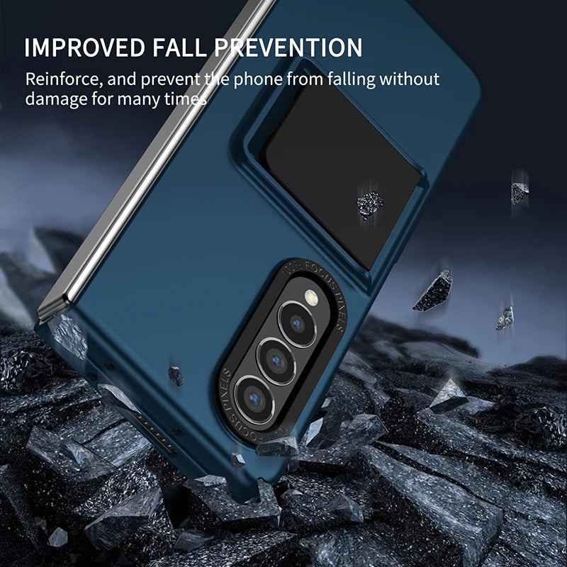 For Galaxy Z Fold 6 5 4 Case With Built-in Kickstand Bracket Camera Protection Anti Scratch Case Black Blue Green Red For Fold 3
