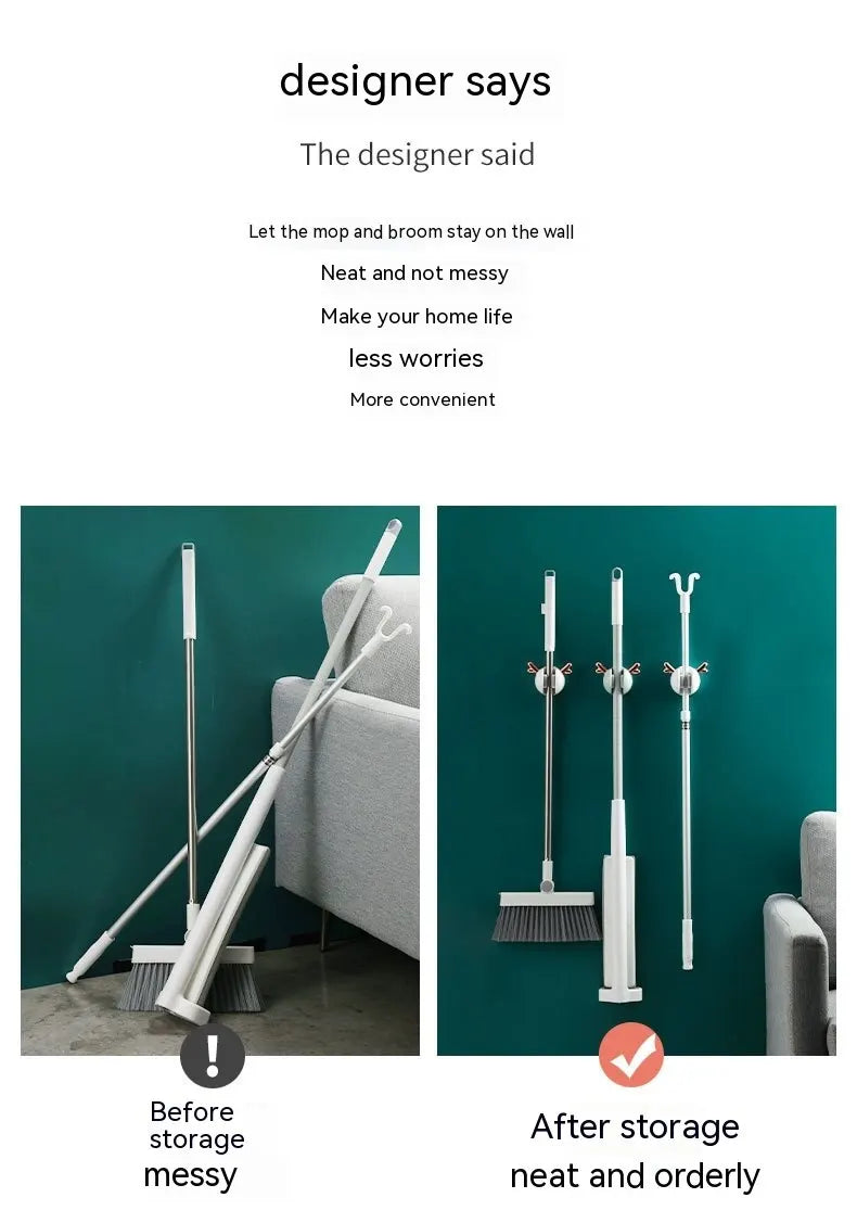 Mop Clip Wall-mounted Hole-free With Hooks Light Luxury Deer Household Multifunctional Mop Organiser