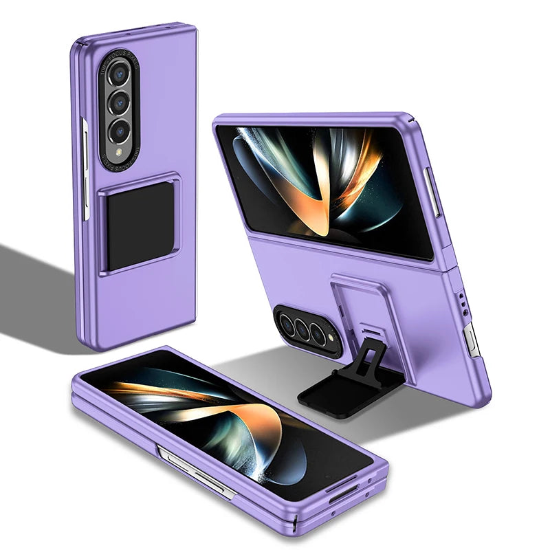 For Galaxy Z Fold 6 5 4 Case With Built-in Kickstand Bracket Camera Protection Anti Scratch Case Black Blue Green Red For Fold 3