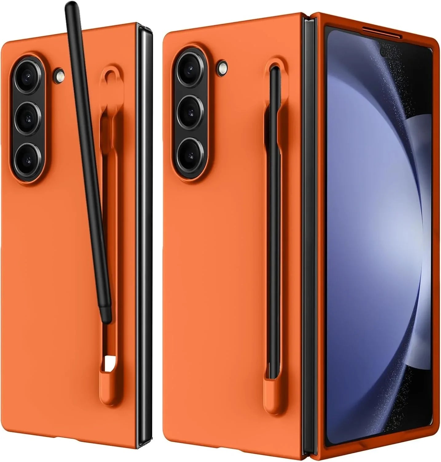 Luxury Skin Feeling PC Case for Samsung Galaxy Z Fold 6 5 Phone Case With S Pen Holder and Pen Stylus Storage Slot ZFold 6 Cover