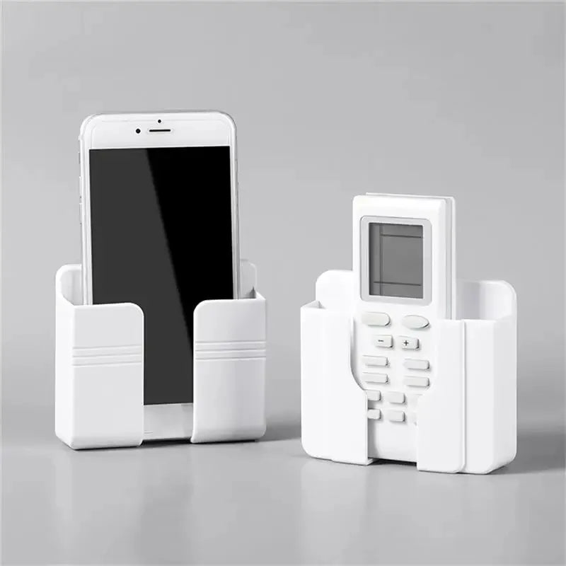 Non punching phone holder remote control storage box bedroom bedside phone charging multifunctional wall mounted storage rack