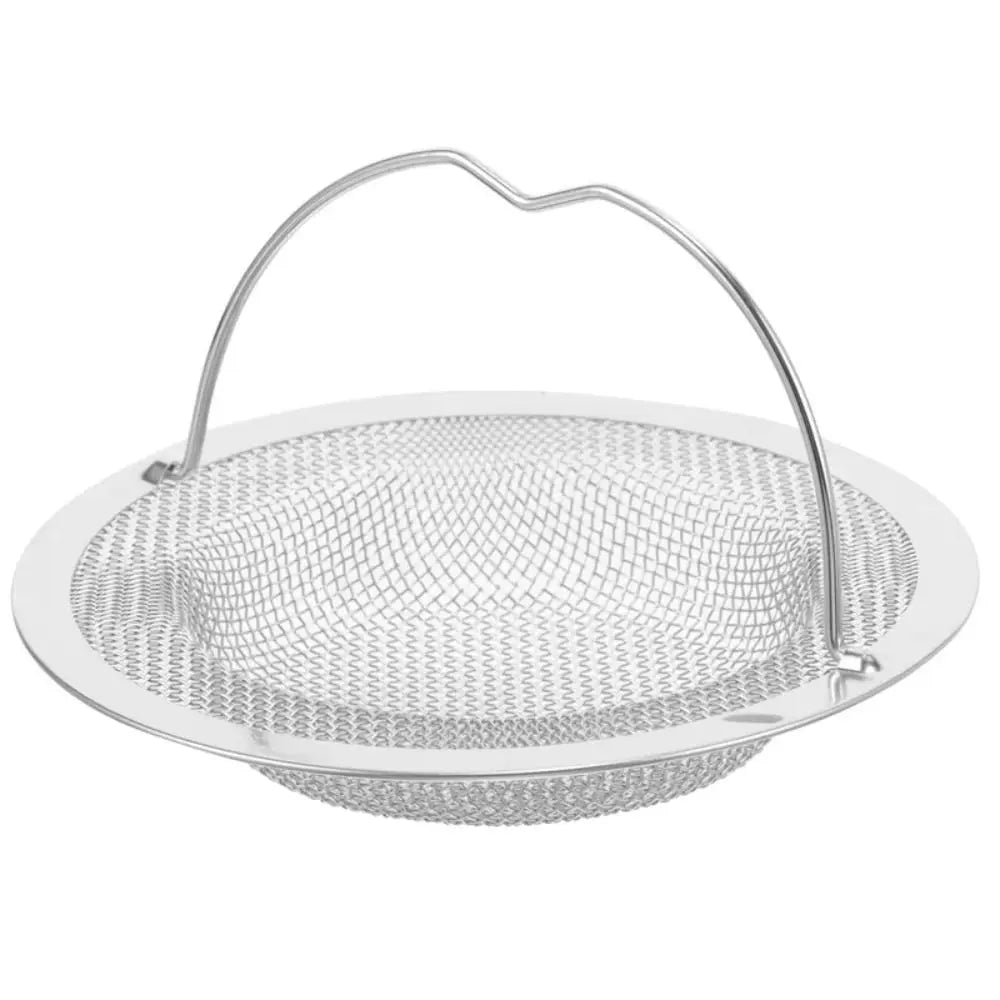 Anti-Blocking Gadgets Durable Sink Strainer Mesh Round Convenient Drain Stopper Filter with Handle Silver Hair Catcher Kitchen