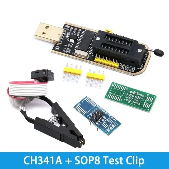 SOP8 SOIC8 Test Clip For EEPROM 93CXX / 25CXX / 24CXX Adapter + CH341A 24 25 Series Flash BIOS USB Programmer Module DIY Kit